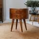 Solid Wood Rounded Bedside Table With Drawers Chestnut Or Oak Finish