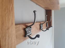 Solid Wooden Hanger With Shelf Chunky Heavy Duty Cast Iron Hook OAK WALNUT IROKO