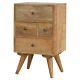 Solid Mango Wood Oak Finish Bedside Cabinet With 4 Drawers