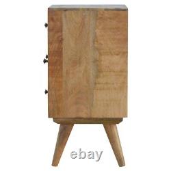 Solid mango wood oak finish bedside cabinet with 4 drawers