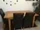 Solid Oak Dining Table Plus 6 Leather Chairs