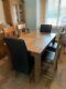 Solid Oak Rustic 4ft7 X 3ft Extending Dining Table And 6 Oak Chairs