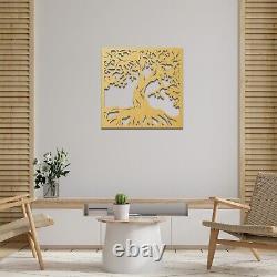 Square Framed Tree of Life Wooden Wall Art Rustic Spiritual Decor for Any Room