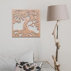 Square Framed Tree of Life Wooden Wall Art Rustic Spiritual Decor for Any Room