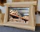 Square Live Edge Style Oak Framed Mirror Hand Made Furniture, Natural Finish