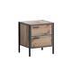 Stretton Urban Bedside Lamp Table With 2 Drawers Rustic Industrial Oak Effect