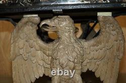 Sublime Hand Carved Antique Eagle 8 Person Dining Table With Italian Marble Top