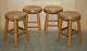 Suite Of Four Solid Oak Hand Carved Dining Room Table Stools