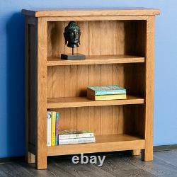 Surrey Oak Small Bookcase Rustic Solid Wood Low 3 Book Shelf Display Assembled