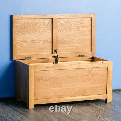 Surrey Oak Wooden Blanket Box Solid Wood Ottoman Chest Bedding Rustic Toy Trunk