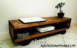 TV Stand/TV Unit/Chunky Rustic Handmade Furniture/Solid Pine Wood/TV Cabinet
