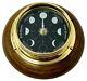 Tabic Prestige Solid Brass Moon Phase Clock Mounted On An English Oak Mount
