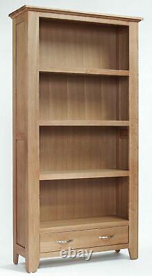 Tall Oak Bookcase 4 Shelf Storage Large Bookshelf Solid Wood Shelving Unit