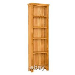 Tall Oak Bookcase Narrow Shelving Unit Newlyn Solid Wood Living Room Furniture