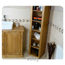 Tall Solid Oak Cabinet Bathroom & Living Room Storage Furniture MB-022