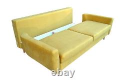 Three 3 Seater Sofa Bed with Storage, Soft Fabric, Oak Legs, Super Design