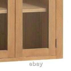 Toledo Oak 2 Door Glazed Display Cabinet / Solid Wood Dresser Top