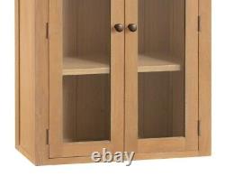 Toledo Oak 2 Door Glazed Display Cabinet / Solid Wood Dresser Top