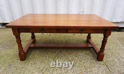 Traditional Clover Leaf Brand Solid Medium Oak Coffee Table With 2 Drawers