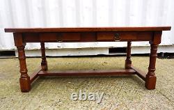 Traditional Clover Leaf Brand Solid Medium Oak Coffee Table With 2 Drawers