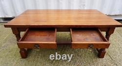 Traditional Clover Leaf Brand Solid Medium Oak Coffee Table With 2 Drawers