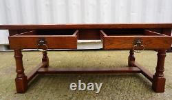 Traditional Clover Leaf Brand Solid Medium Oak Coffee Table With 2 Drawers