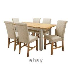 Two Tone Oak Large Extending Dining Table 6 Dining Chairs Kitchen Furniture Set