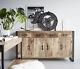 Urban Industrial Extra Large Sideboard Retro Rustic Solid Wood Metal Medium Oak