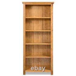VidaXL 5-Tier Bookcase 60x22.5x140cm Solid Oak Wood Living Room Bedroom