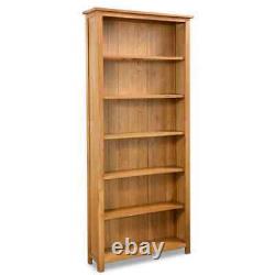 VidaXL 6-Tier Bookcase 80x22.5x180 cm Solid Oak Wood Living Room Bedroom