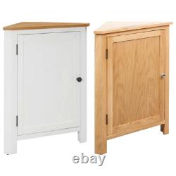 VidaXL Solid Oak Wood Corner Cabinet Storage Rack Organiser Oak and White/Oak