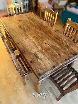 Vintage Balinese Style Dining Table With Beautiful Carved Legs X6 Chairs