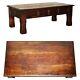 Vintage Oak Coffee Table With Chunky Solid Legs And Three Plank Wood Top