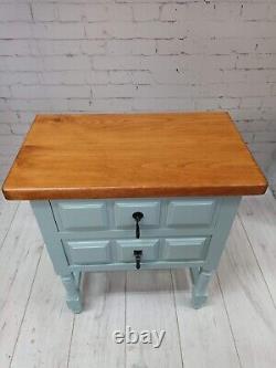 Vintage Pair Country Bedside Cabinets Drawers 1930 Refurbished Solid Oak & Beech