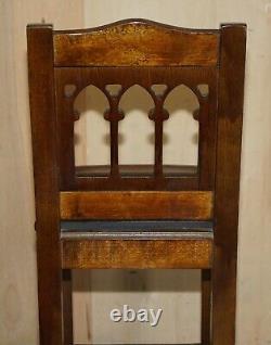 Vintage Pair Of Fully Restored Brown Leather Arts & Crafts Kitchen Bar Stools