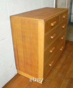 Vintage Retro MID Century Raf Air Ministry Military Light Oak Chest Of Drawers