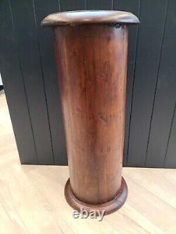 Vintage Solid Wood Dark Cylinder Round Wooden Furniture 5 Drawer Unit Drum Chest