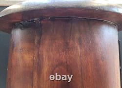 Vintage Solid Wood Dark Cylinder Round Wooden Furniture 5 Drawer Unit Drum Chest