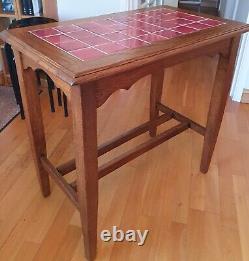 Vintage Tiled Top Solid Oak Table abt 1905 Arts & Crafts. Hall Conservatory etc