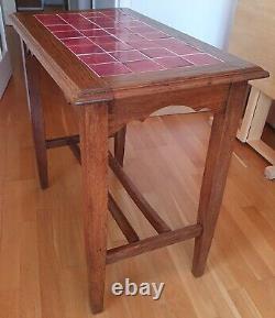Vintage Tiled Top Solid Oak Table abt 1905 Arts & Crafts. Hall Conservatory etc