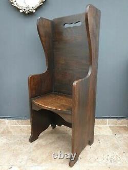 Vintage / antique oak settle / butlers chair / bar / pub bench / Chapel pew