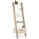 Vonhaus Ladder Bookcase Scandinavian Nordic White And Light Oak Effect Bookshelf
