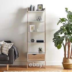 Wooden Effect Bookshelf Ladder Bookcase VonHaus Rustic 5-Tier Shelving Unit