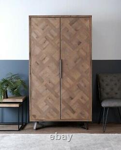 Voxa Parquet Oak 3 Door Sideboard / Modern Storage Cabinet / Industrial Chest