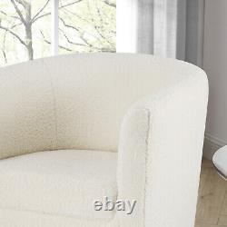 White Retro Accent Chair Wingback Couch Armchair with Footstool for Living Room