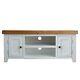White Tv Stand Unit 2 Door Entertainment Centre Oak Top Chatsworth Solid Wood