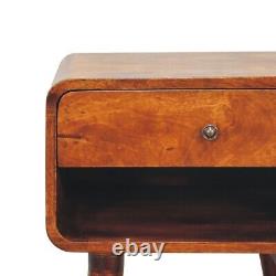 Wooden Bedside Table Curved Mid Century Side Cabinet Bedroom Storage Solid Wood