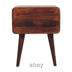 Wooden Bedside Table Curved Mid Century Side Cabinet Bedroom Storage Solid Wood