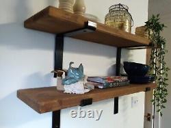 Wooden Shelves-Rustic Industrial Scaffold Board With Wall Bracket- Handmade 3