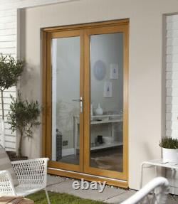 Wooden Timber Oak French Doors Patio External Glazed Smoothfold 1490x2090mm